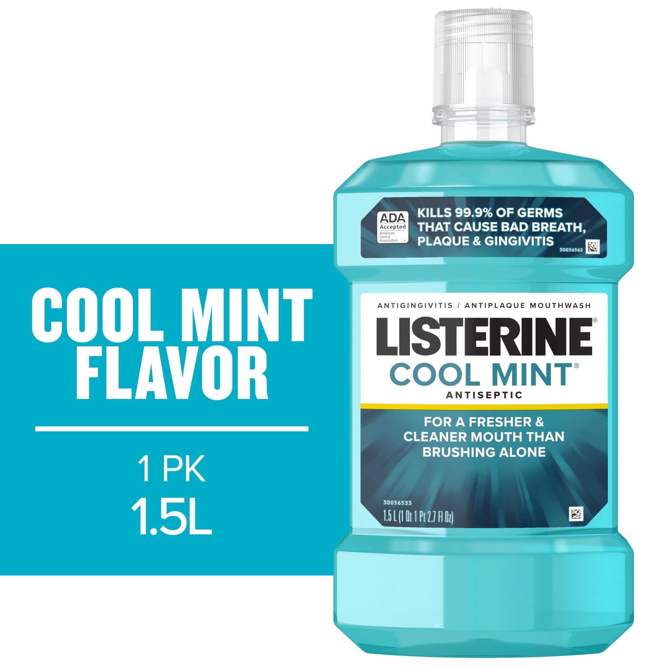 Cool Mint Antiseptic Mouthwash/Mouth Rinse for Bad Breath & Plaque, 1.5 L